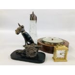 VINTAGE BAROMETER "SHORT & MASON LONDON" ALONG WITH A VINTAGE CLARET JUG,