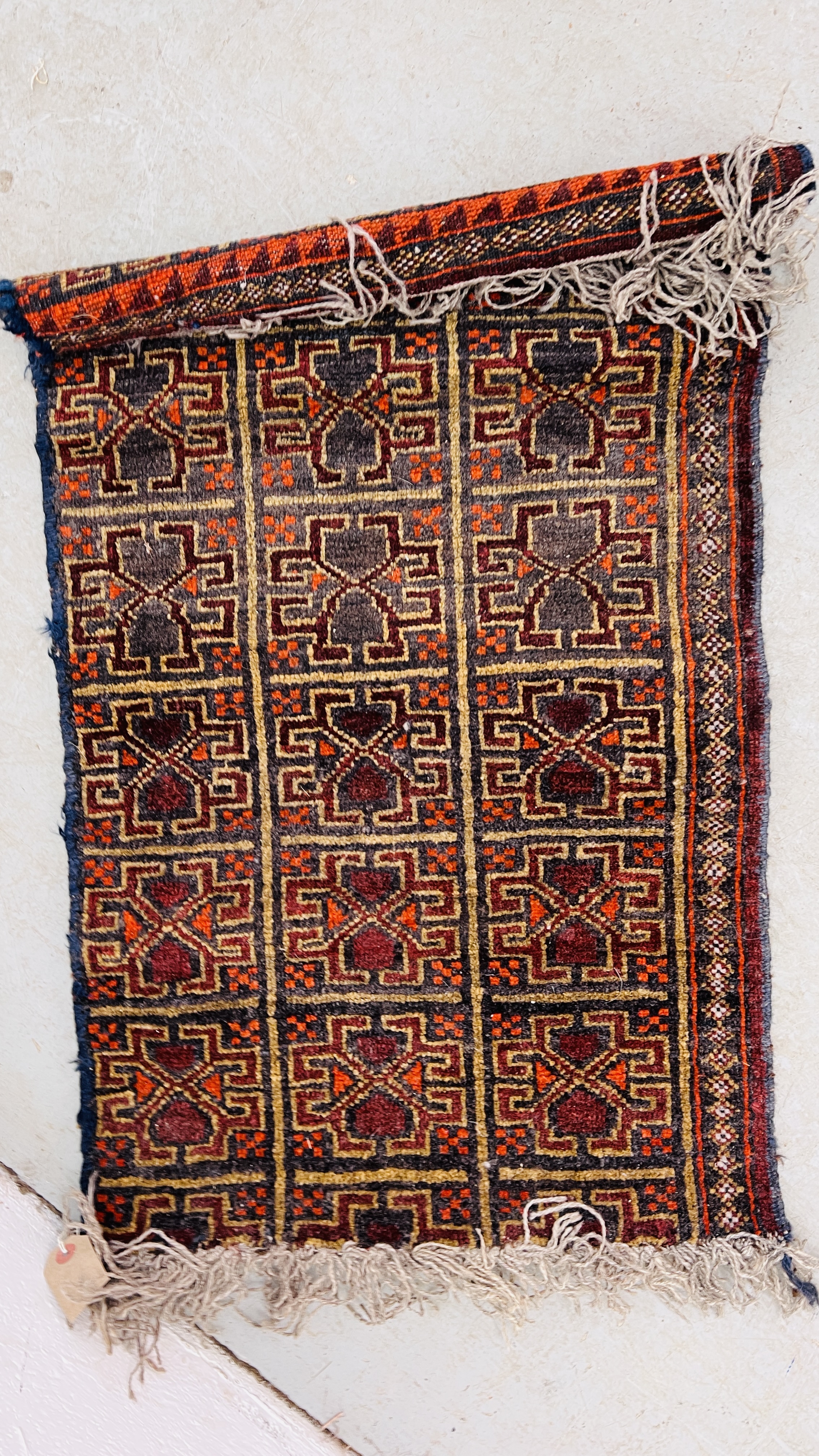 ORIENTAL RUG, THE CENTRAL PANELS WITH STYLIZED BUILDINGS (PROBABLY TURKISH) 190 X 62CM, - Image 8 of 9