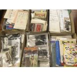 LARGE BOX OF EPHEMERA, PHOTOGRAPHS, MUCH SORTED INTO SUBJECTS WITH THEATRICAL, SPORT,