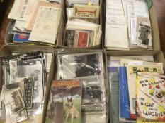 LARGE BOX OF EPHEMERA, PHOTOGRAPHS, MUCH SORTED INTO SUBJECTS WITH THEATRICAL, SPORT,