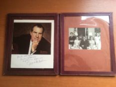LEATHERETTE FOLDER WITH PHOTOS OF RICHARD NIXON SIGNED "MATT, FROM US ALL" AND "MATT OLD SPORT,