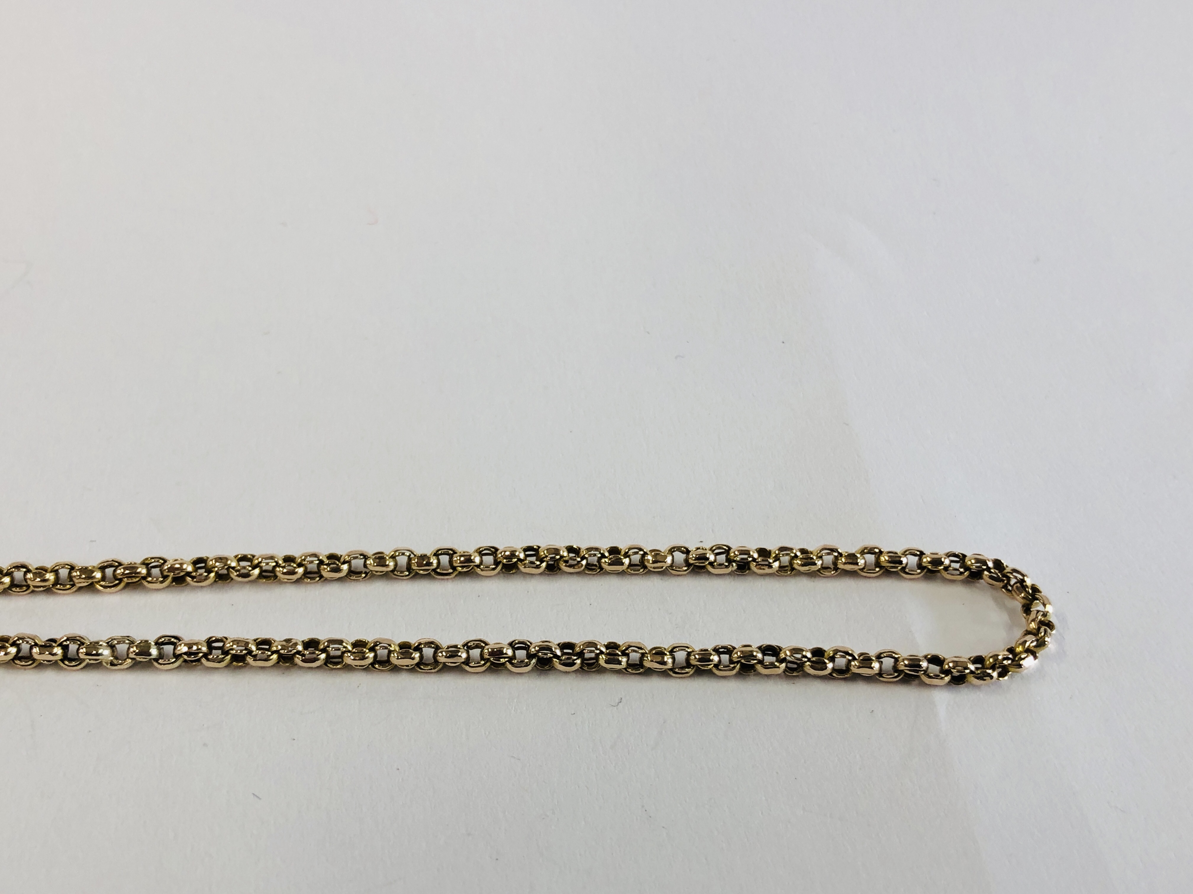 AN ANTIQUE 9CT GOLD FANCY LINK LONG GUARD CHAIN - 156CM. - Image 11 of 14