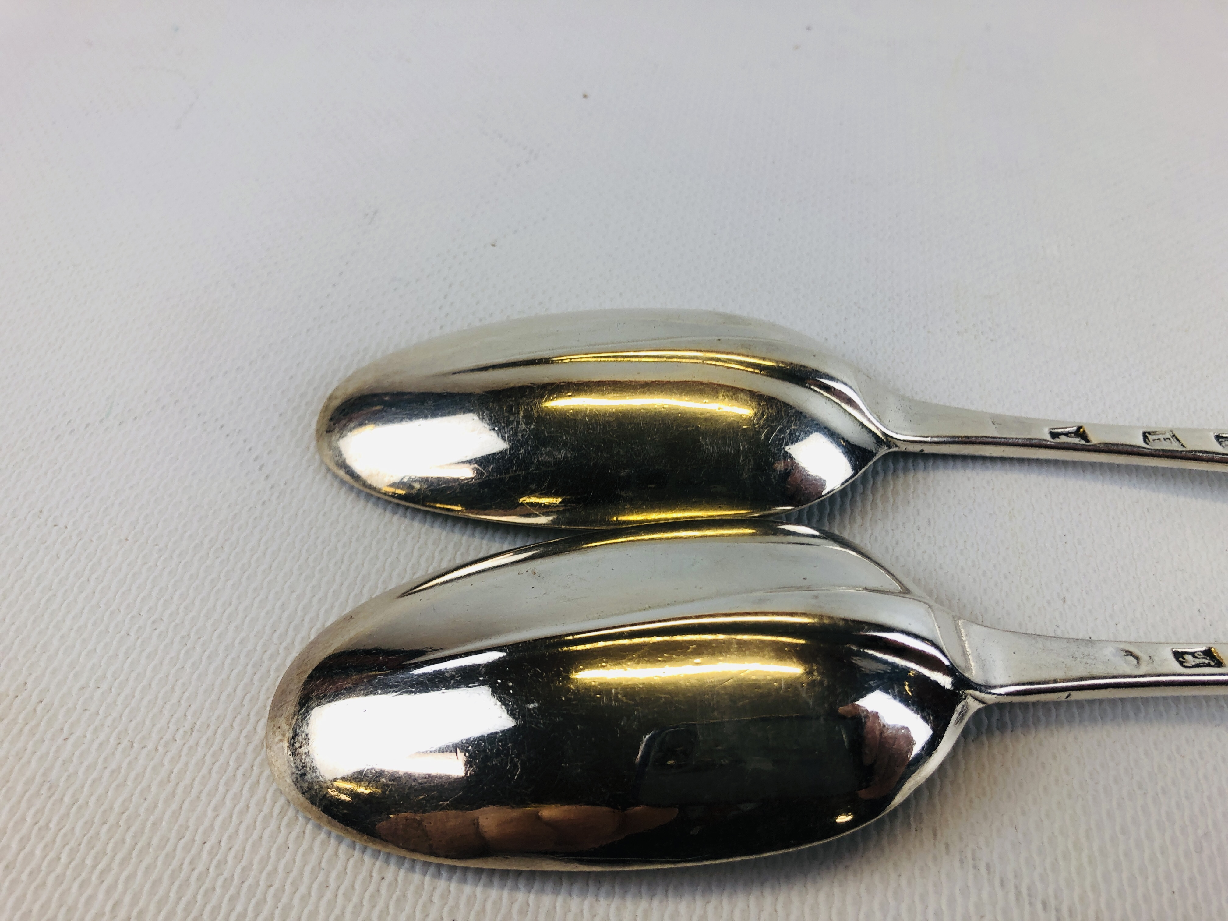 A PAIR OF GEORGE I SILVER SERVING SPOONS, LONDON 1721. - Image 7 of 10