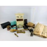 A BOX OF ASSORTED COLLECTABLES TO INCLUDE EPHEMERA, NEWSPAPERS DATED 1936,