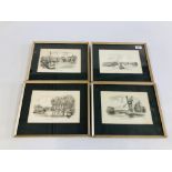 A GROUP OF 4 FRAMED AND MOUNTED NORFOLK SCENES TO INCLUDE "STALHAM STAITHE", "A NORFOLK WINDMILL",