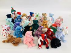 A BOX CONTAINING 32 TY BEANIE BABIES COLLECTORS TEDDY BEARS.