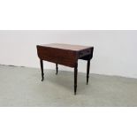 A VICTORIAN MAHOGANY PEMBROKE TABLE H 73CM X L 91CM X W52CM.