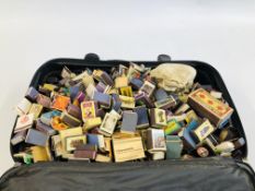 SUITCASE CONTAINING EXPENSIVE COLLECTION OF MATCH BOXES.