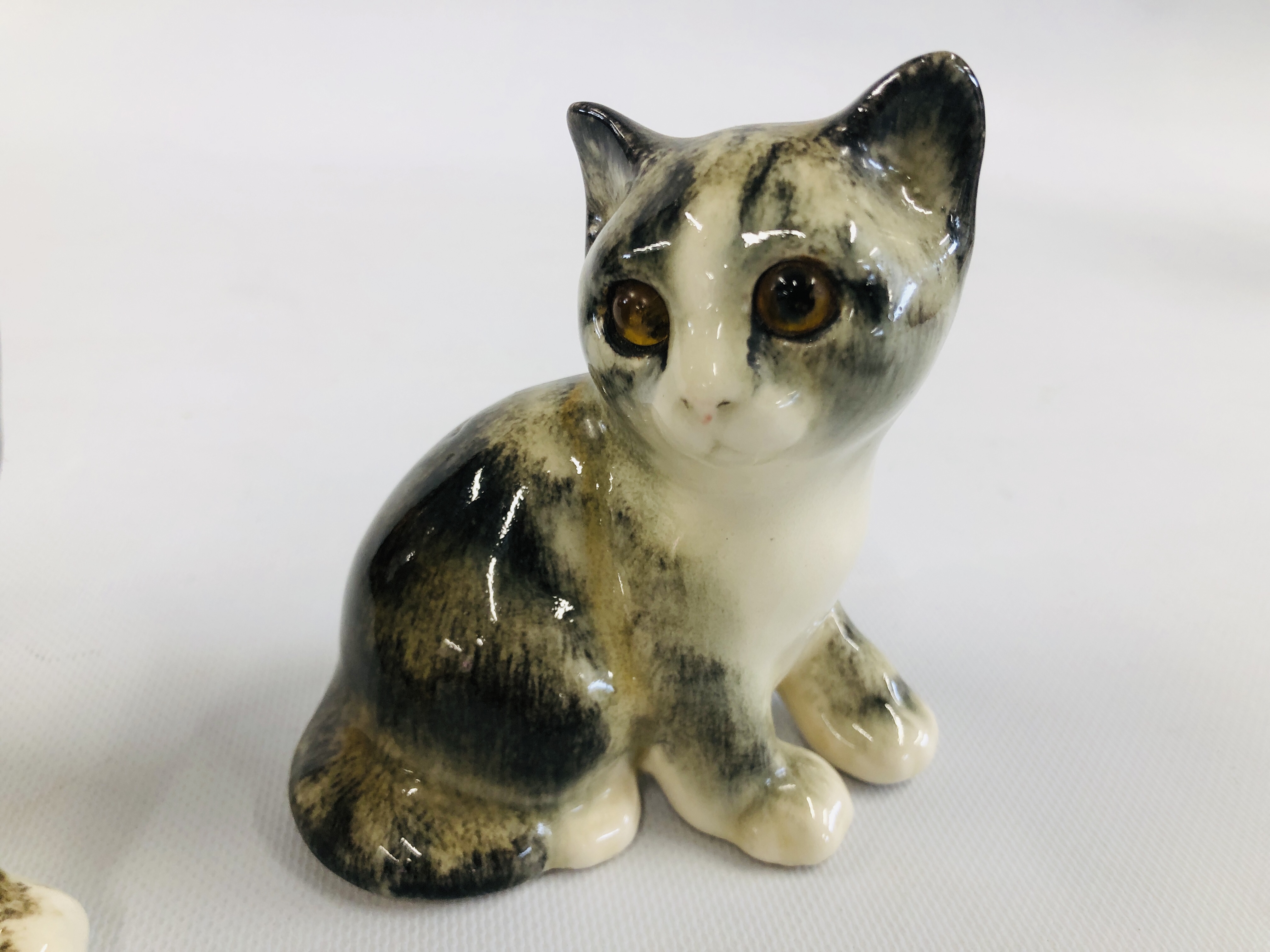 TWO POTTERY "WINSTANLEY" CATS BEARING SIGNATURE, H 18CM AND H 12CM. - Image 2 of 10