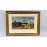 WATERCOLOUR "TIMBER DRUG", BEARING SIGNATURE C H HARRISON 28.5 X 52CM.