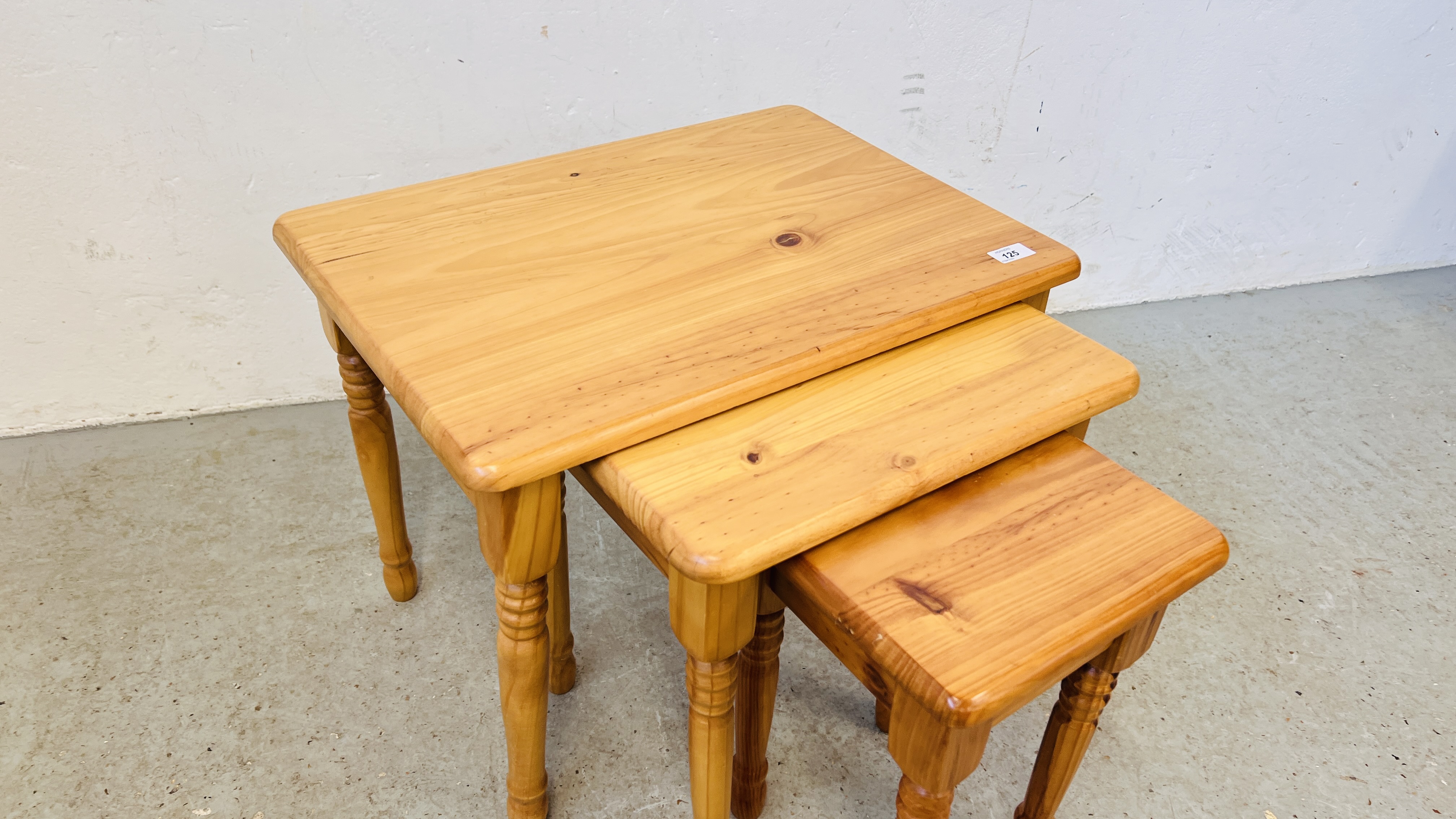 NEST OF THREE GRADUATED PINE TABLES. - Image 7 of 7