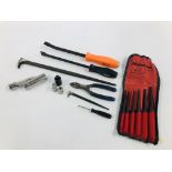 SNAP ON TOOLS TO INCLUDE SIX PIECE STARTER PUNCH SET PPCS60BK, 16 INCH PRYBAR 1650,