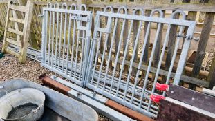 A SET OF GALVANISED STEEL HEAVY DUTY GATES, EACH GATE 120CM TOTAL OPENING NOT INCLUDING HINGES 2.