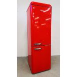 A SWAN RETRO STYLE RED FINISH FRIDGE FREEZER - SOLD AS SEEN.