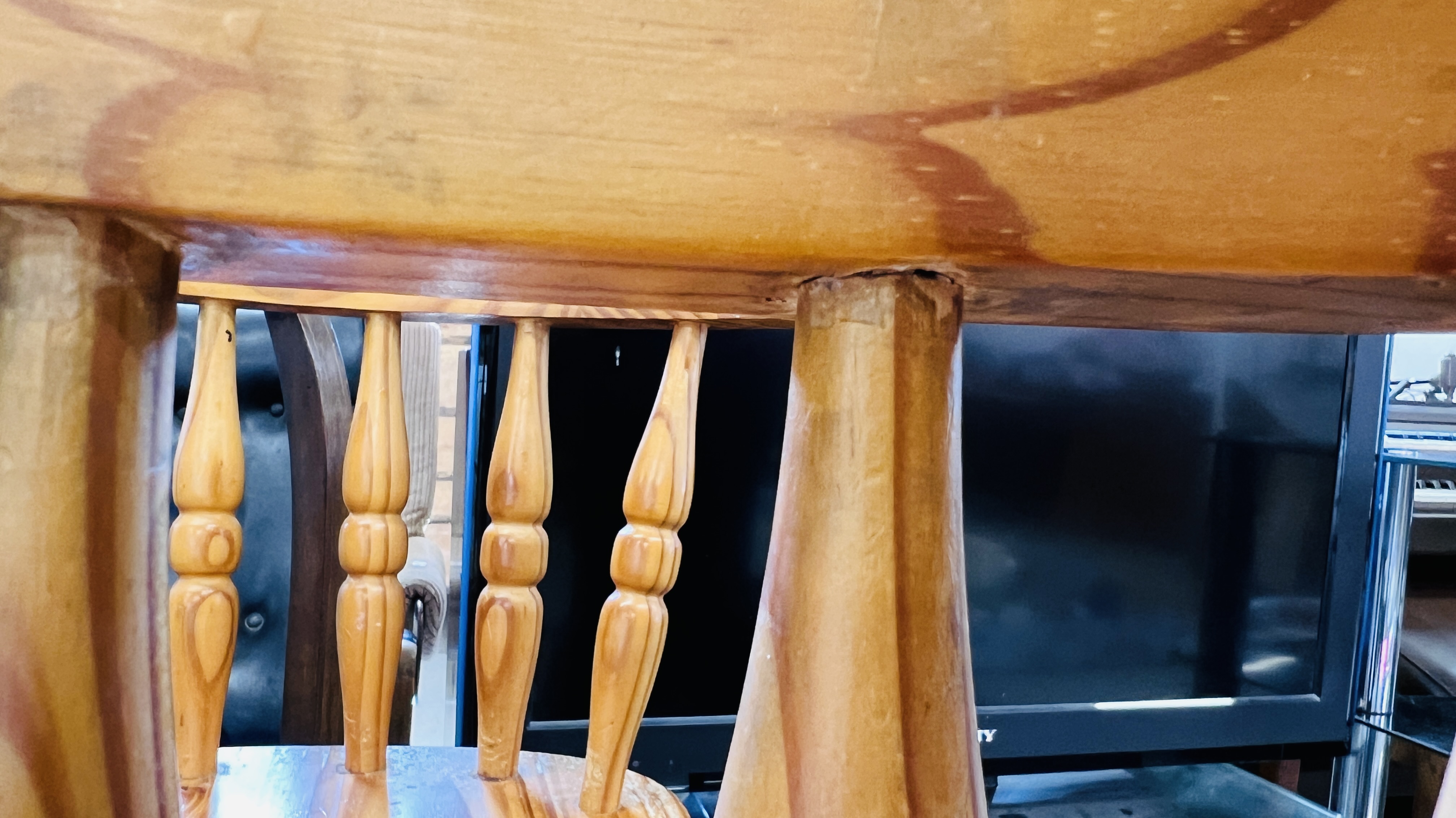 PAIR OF HONEY PINE BREAKFAST BAR CHAIRS. - Image 8 of 8