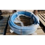 AS NEW ROLL OF 32MM X 50M BLUE ALKATHENE PE80 WATER PIPE.