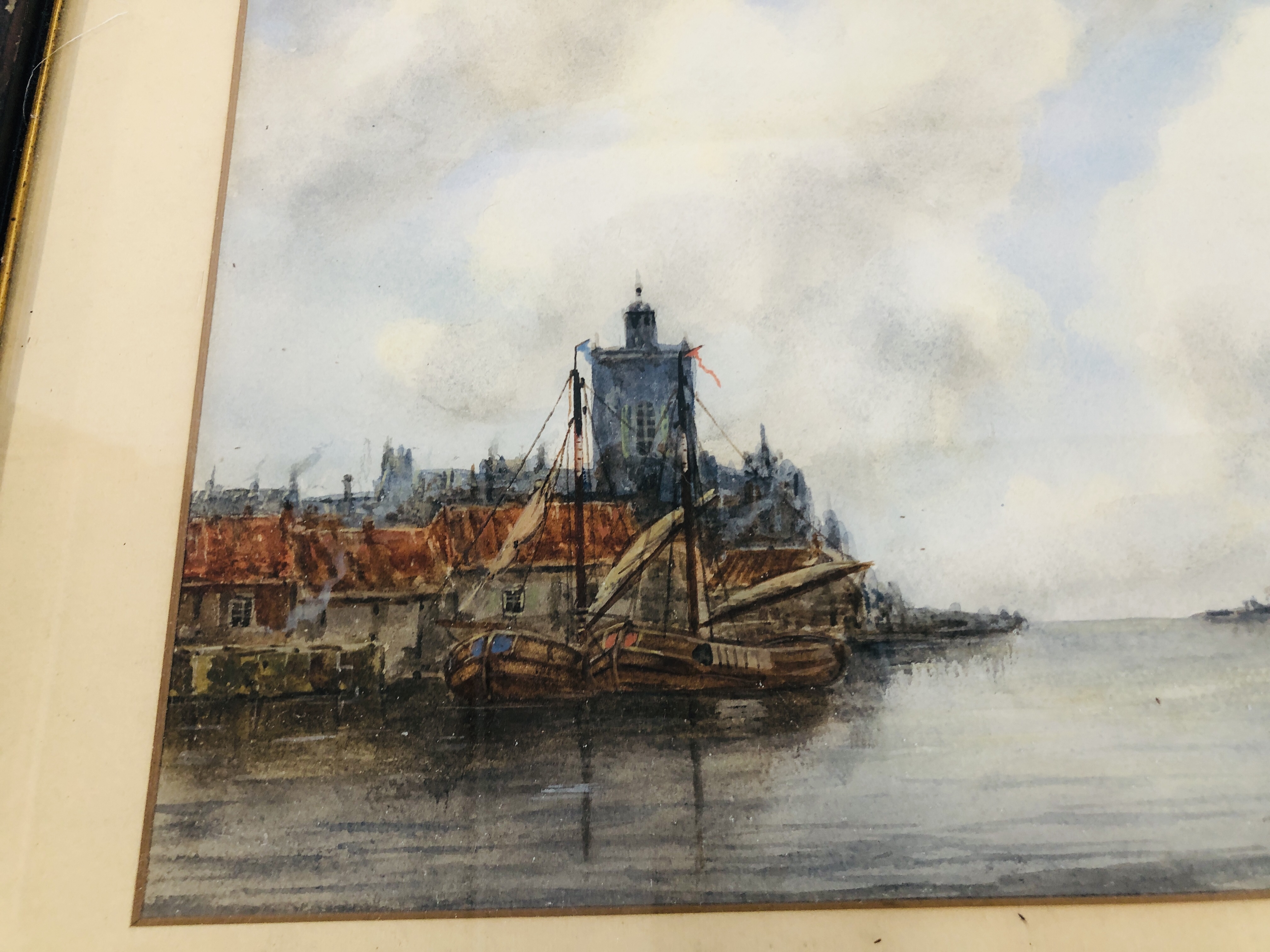 TWO FRAMED WATERCOLOURS DEPICTING "DUTCH CANAL SCENES WITH WINDMILLS" BEARING SIGNATURE J VAN - Image 5 of 8
