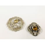 TWO VINTAGE SCOTTISH SILVER BROOCHES BY "WBS".