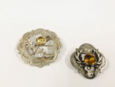 TWO VINTAGE SCOTTISH SILVER BROOCHES BY "WBS".