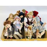 TWO BOXES CONTAINING AN EXTENSIVE COLLECTION OF QUALITY CHINA DOLLS TO INCLUDE LIMITED EDITION