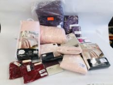 2 X BOXES CONTAINING A QUANTITY OF NEW DUVET COVERS, PILLOW CASES AND THROWS ETC,