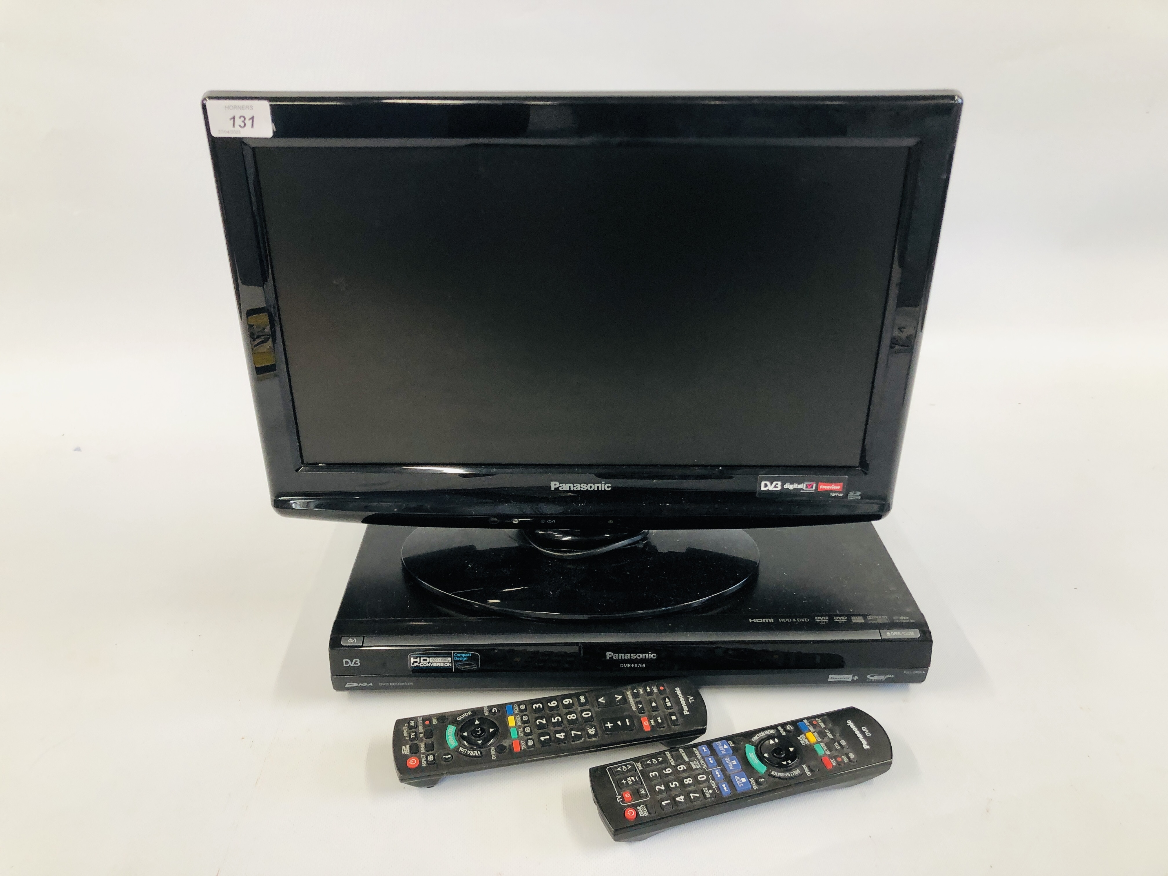 PANASONIC 19 INCH TV MODEL TX-L19X10B WITH REMOTE CONTROL & PANASONIC DVD RECORDER DMR-EX769.