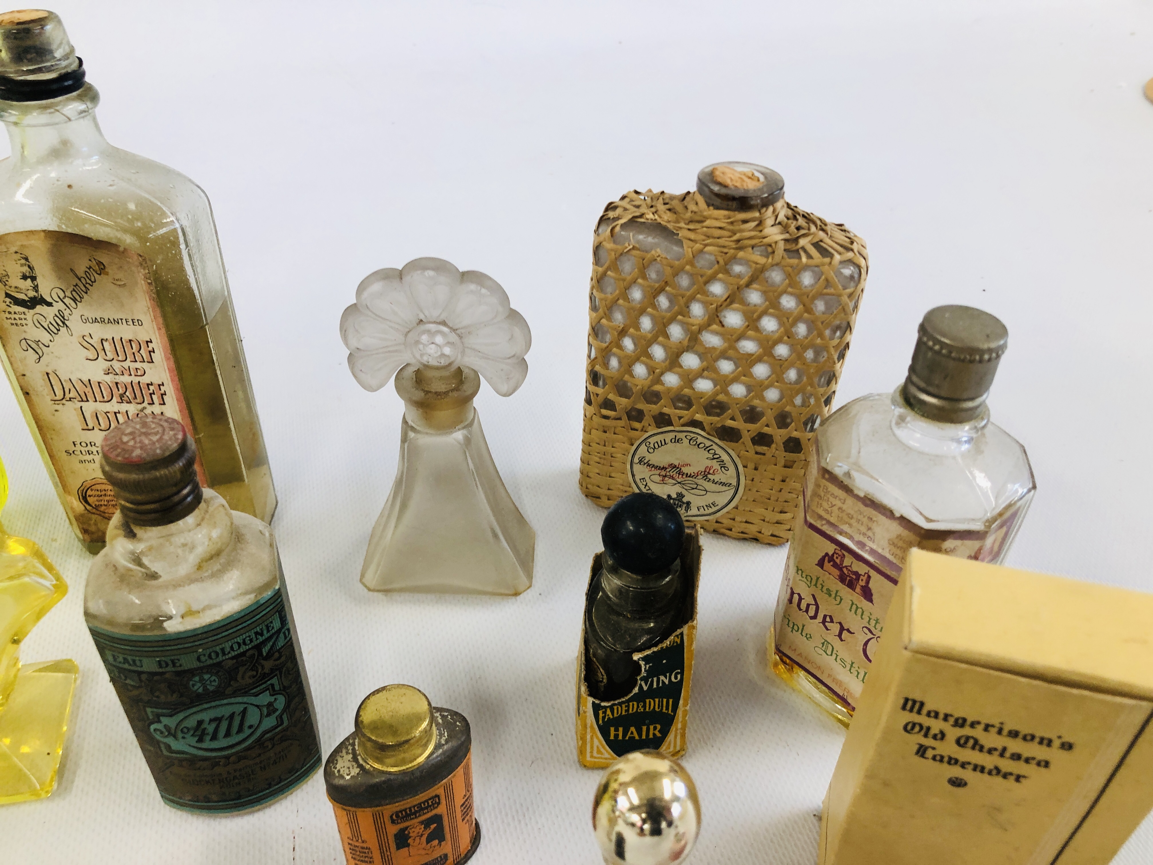 COLLECTION OF VINTAGE PERFUME BOTTLES INCLUDING SILVER TOPPED. - Image 3 of 7