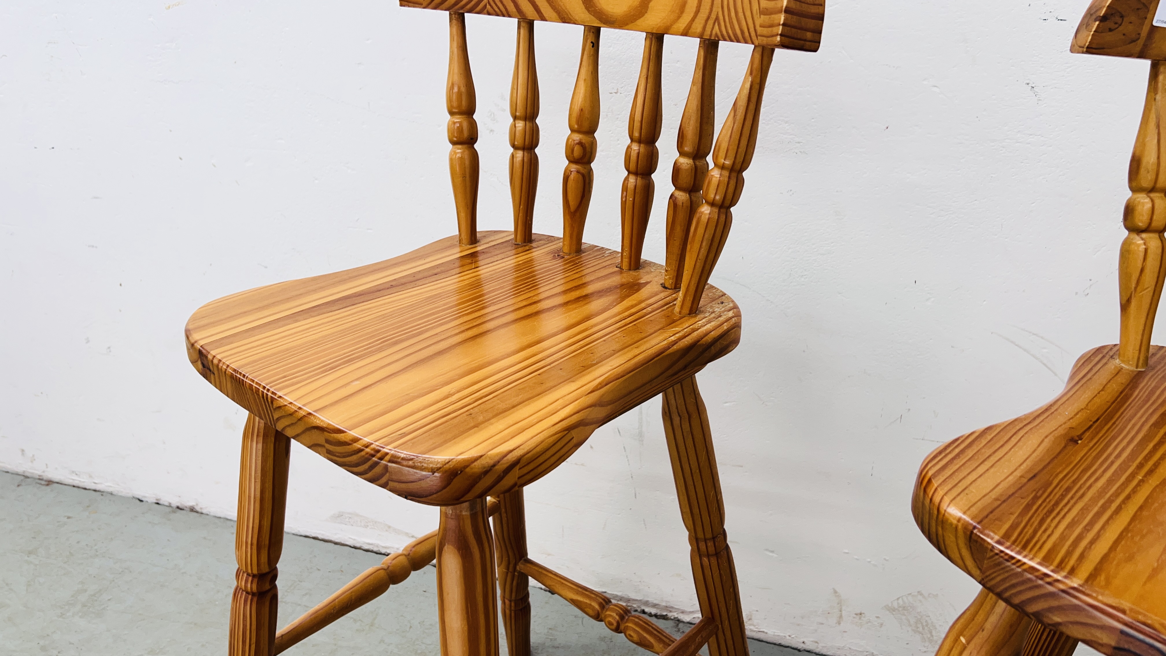 PAIR OF HONEY PINE BREAKFAST BAR CHAIRS. - Image 5 of 8