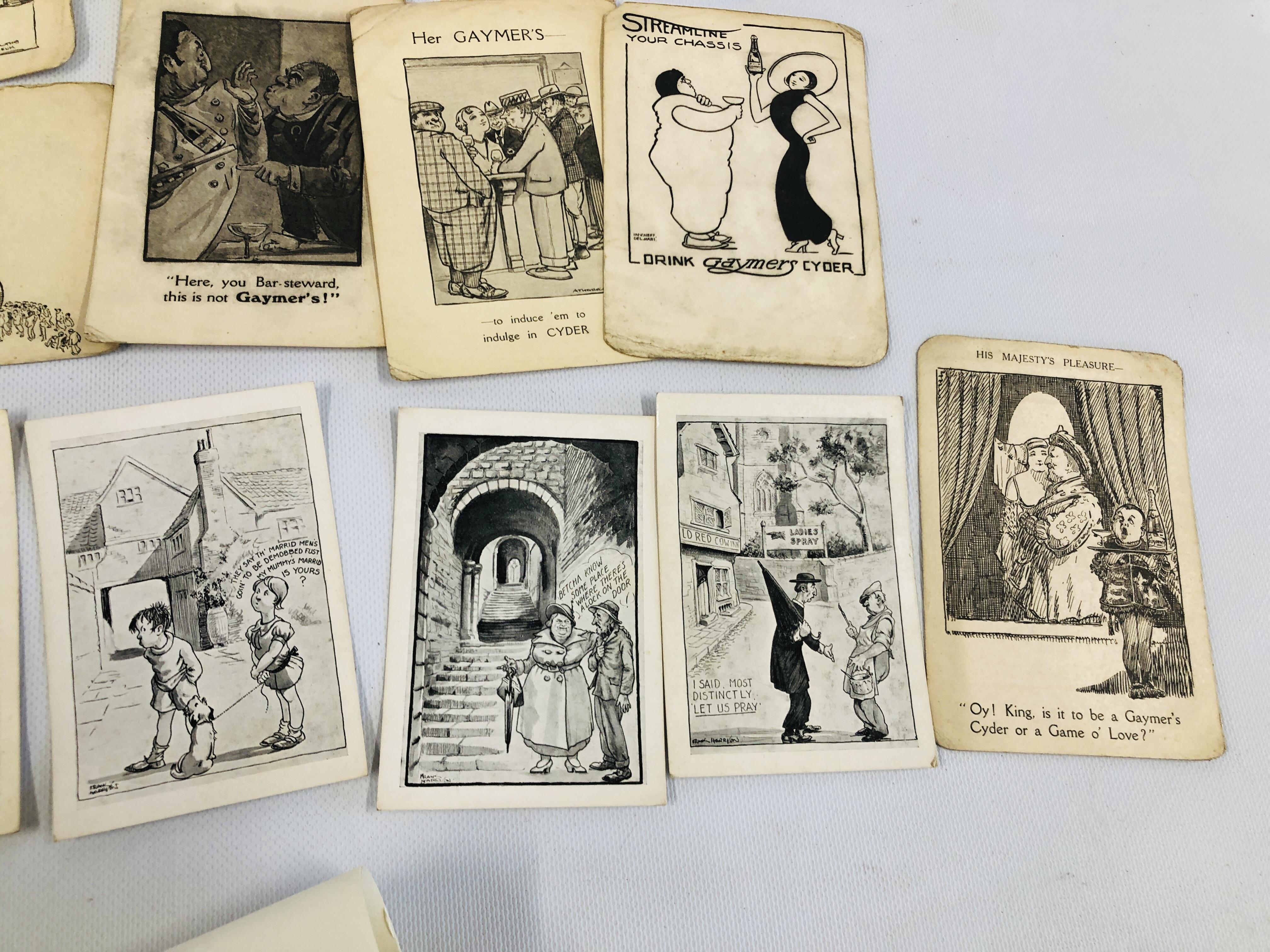 A GROUP OF VINTAGE "GAYMERS CYDER" CARTOON ADVERTISING CARDS ETC. - Bild 5 aus 6