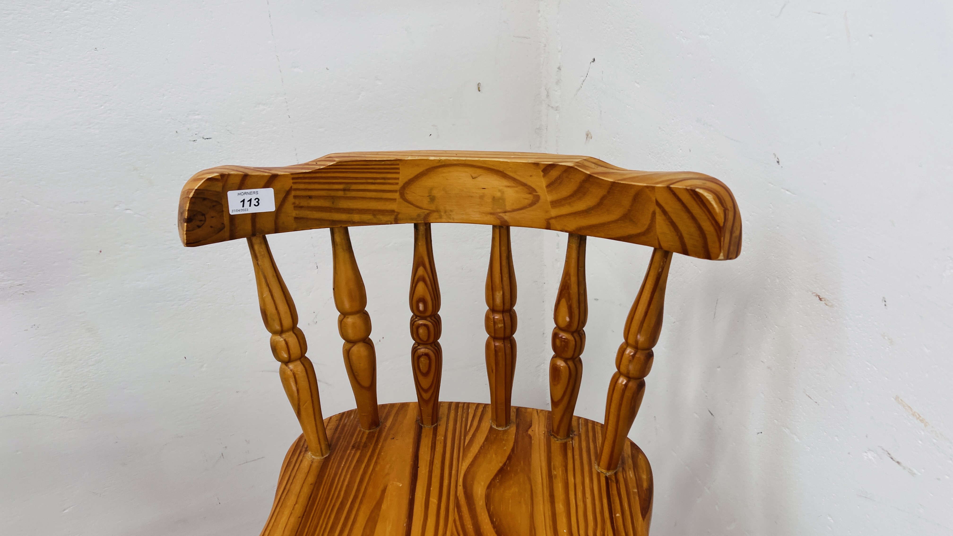 PAIR OF HONEY PINE BREAKFAST BAR CHAIRS. - Image 3 of 8