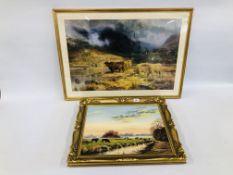 AN ORIGINAL OIL ON CANVAS "LOCAL NORFOLK MARSH SCENE" BEARING SIGNATURE K. BUCKLEY W 49.5CM X H 39.