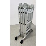 AN ALUMINIUM MULTI PURPOSE FOLDING LADDER.