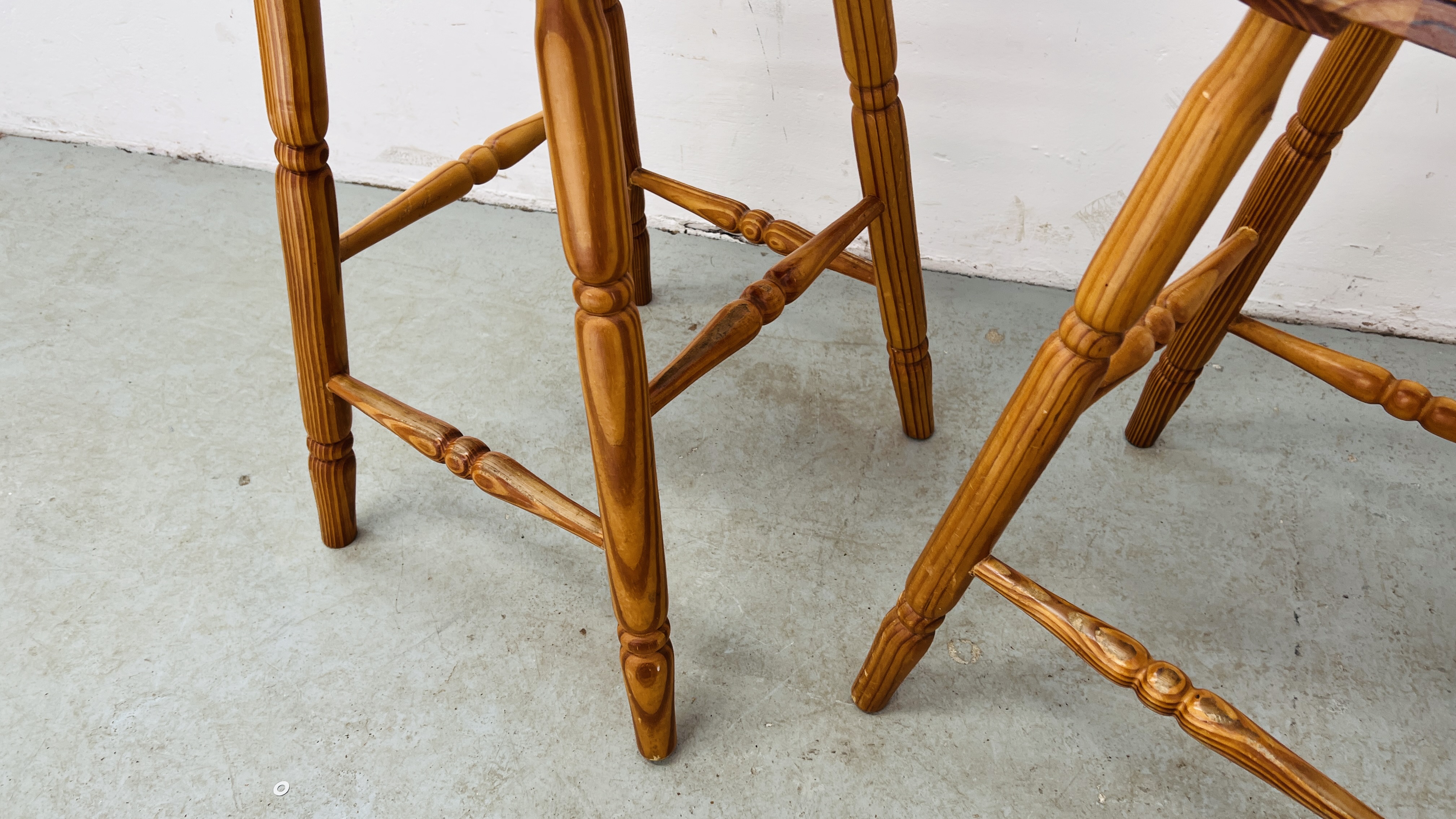 PAIR OF HONEY PINE BREAKFAST BAR CHAIRS. - Image 6 of 8