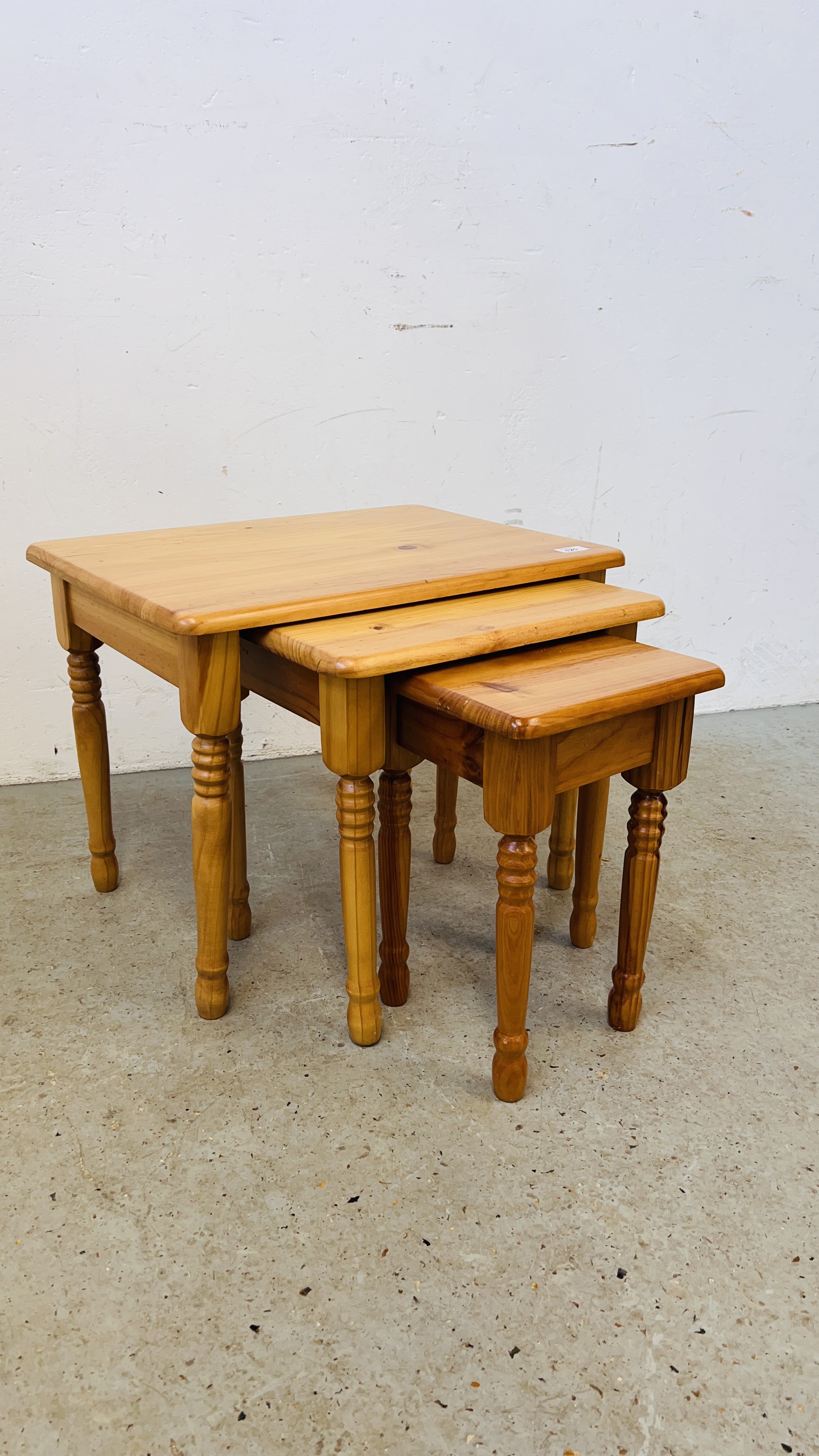 NEST OF THREE GRADUATED PINE TABLES. - Image 6 of 7