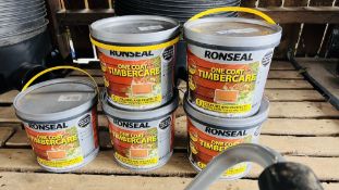 5 X 5 LITRE TUBS OF NEW RONSEAL ONE COAT TIMBER CAR "HARVEST GOLD".