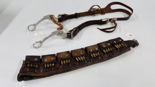 1st WORLD WAR OTTOMAN / TURKISH ARMY LEATHER BANDOLIER AMMUNITION BELT WITH FOURTEEN POUCHES EACH