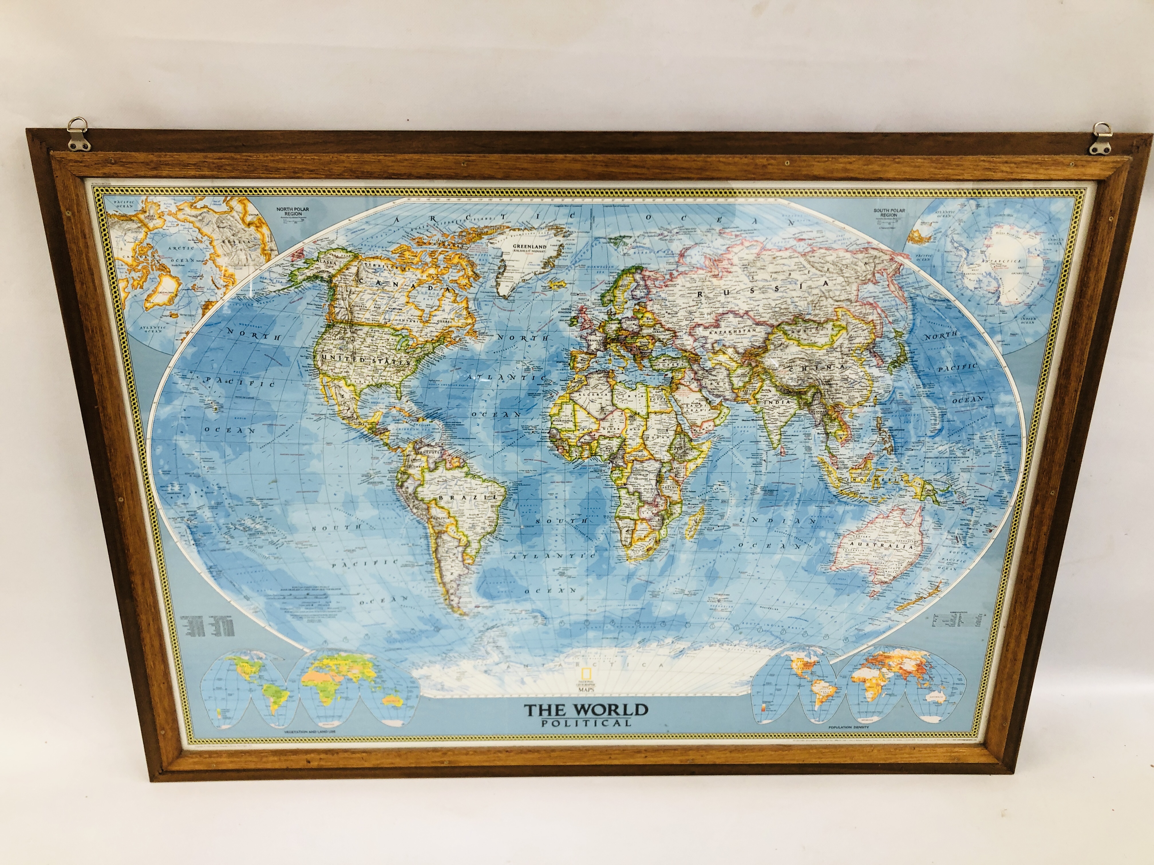 A FRAMED DOUBLE SIDED "NATIONAL GEOGRAPHIC MAP" W 107CM X H 74CM. - Image 5 of 6