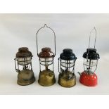 A GROUP OF 4 VINTAGE TILLY LAMPS