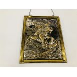 A C19TH FRENCH CAST PLAQUE AFTER THE PAINTING BY DAVID OF NAPOLEON 'CROSSING THE ALPS',