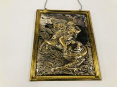 A C19TH FRENCH CAST PLAQUE AFTER THE PAINTING BY DAVID OF NAPOLEON 'CROSSING THE ALPS',