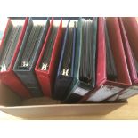 BOX WITH A COLLECTION OF BENHAM SMALL SILK FIRST DAY COVERS 1980-1994 IN SEVEN ALBUMS.