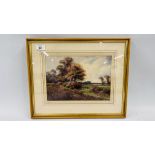 WATERCOLOUR "AUTUMN PLOUGH" BEARING SIGNATURE HENRY STANNARD RBA 19 X 27.5CM.