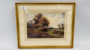 WATERCOLOUR "AUTUMN PLOUGH" BEARING SIGNATURE HENRY STANNARD RBA 19 X 27.5CM.