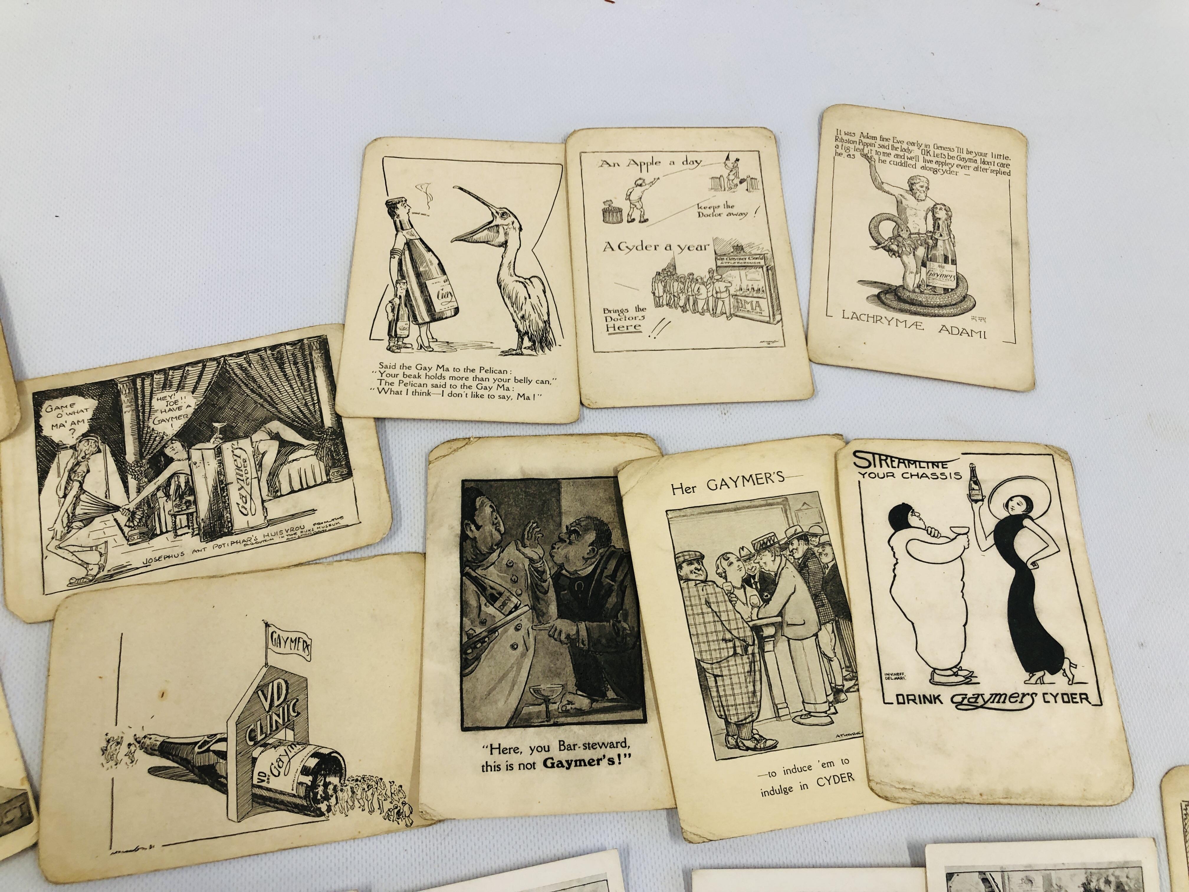 A GROUP OF VINTAGE "GAYMERS CYDER" CARTOON ADVERTISING CARDS ETC. - Bild 3 aus 6