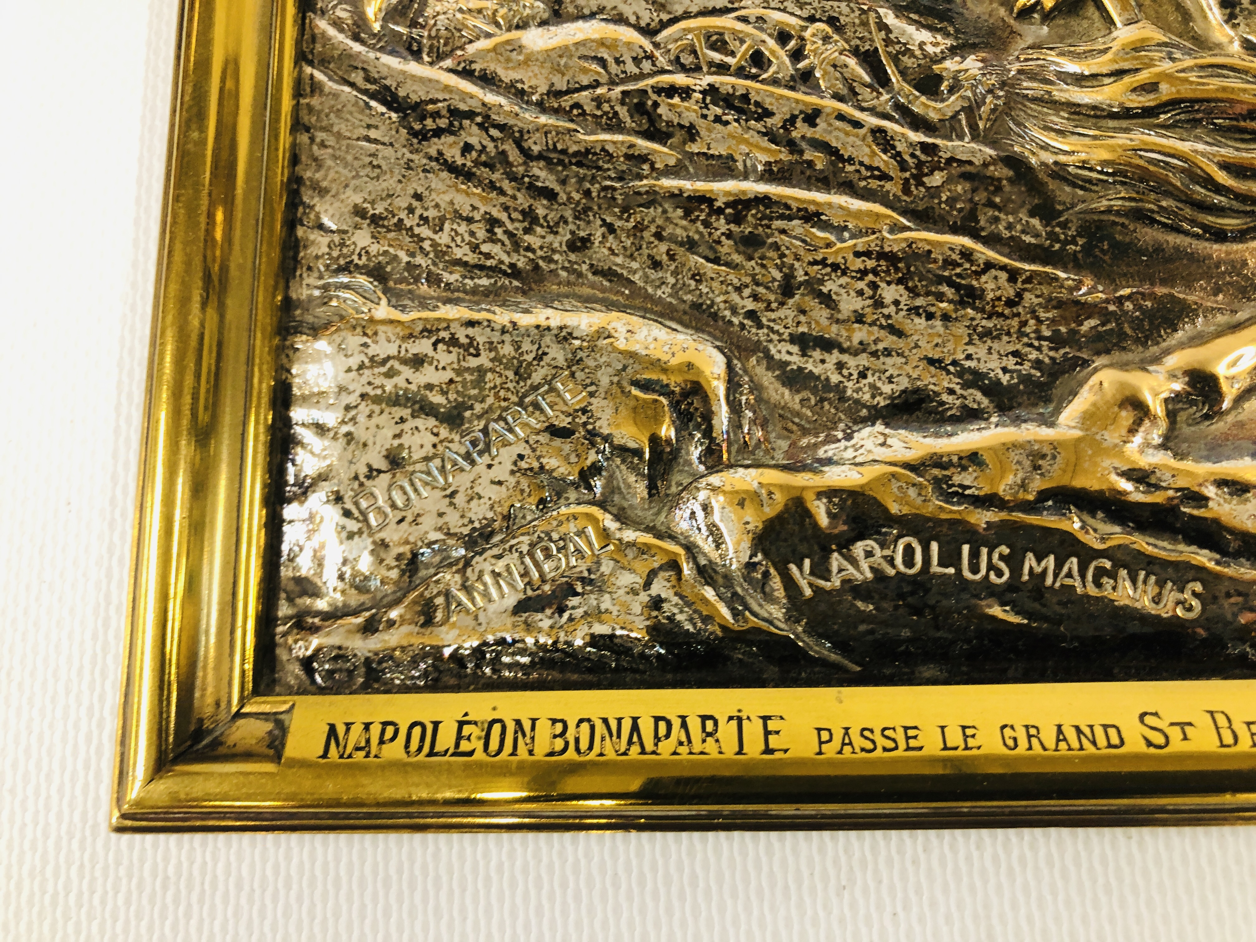 A C19TH FRENCH CAST PLAQUE AFTER THE PAINTING BY DAVID OF NAPOLEON 'CROSSING THE ALPS', - Image 2 of 8