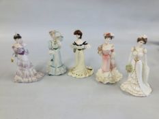 A COLLECTION OF FIVE COALPORT GOLDEN AGE LIMITED EDITION CHINA CABINET ORNAMENTS TO INCLUDE