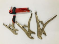 TWO PAIRS IRWIN VICE GRIPS, PREMIER VICE GRIPS AND SET OF PREMIER ALLEN KEYS.