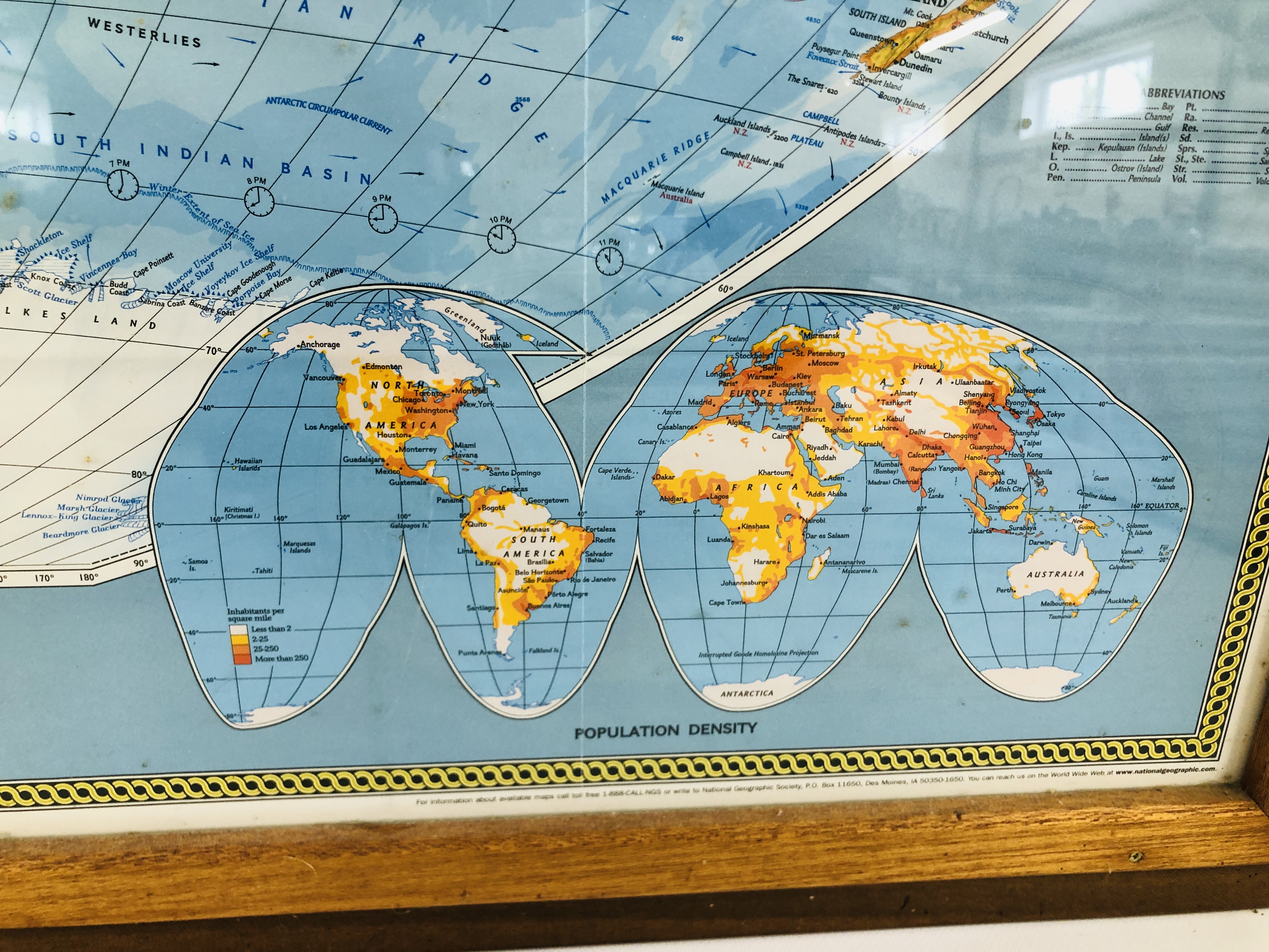 A FRAMED DOUBLE SIDED "NATIONAL GEOGRAPHIC MAP" W 107CM X H 74CM. - Image 6 of 6