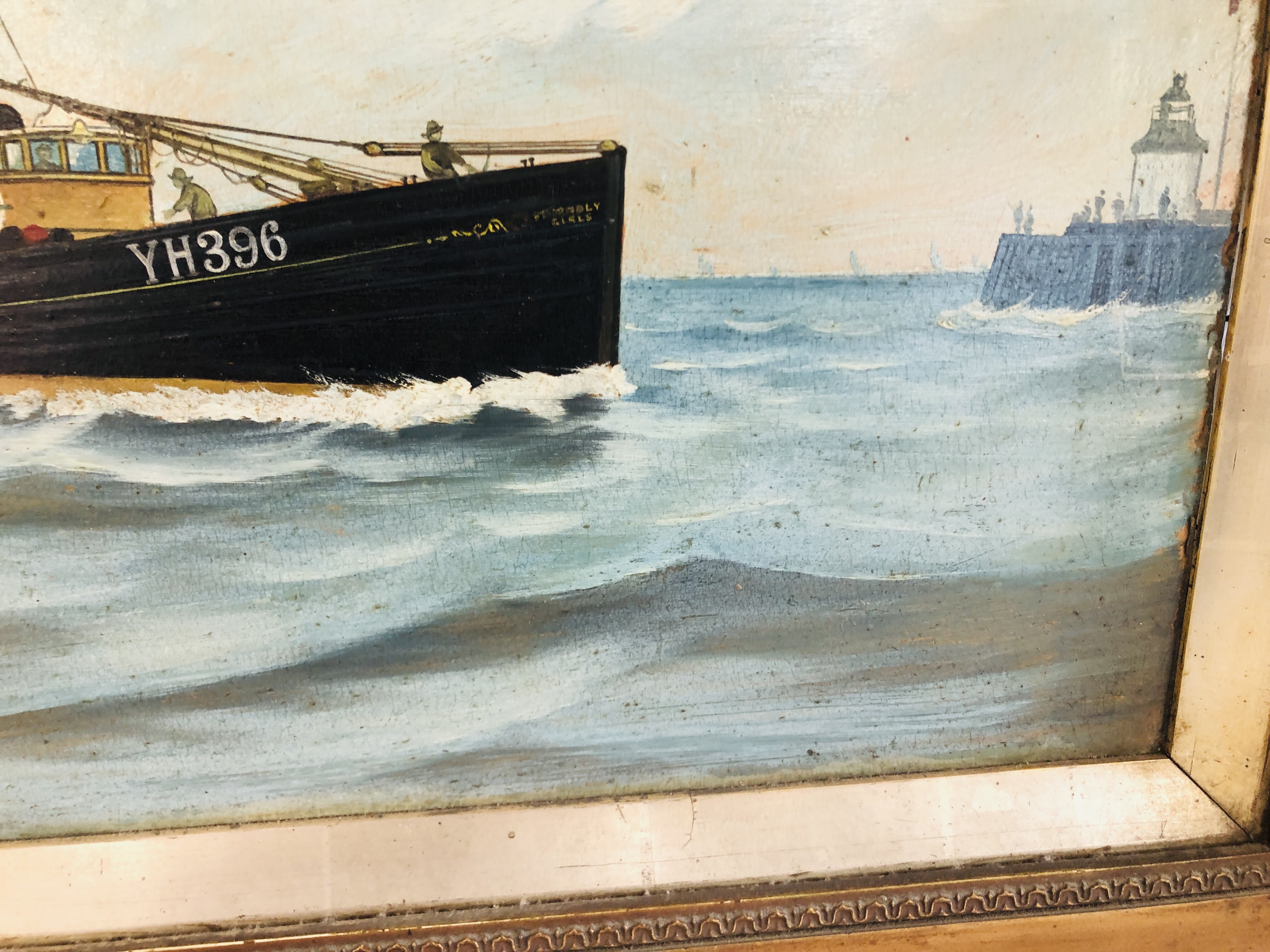 OIL ON BOARD YARMOUTH FISHING TRAWLER "FRIENDLY GIRLS" RETURNING TO HARBOUR, - Image 8 of 10