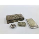 SILVER AND WHITE METAL BOXES INCLUDING A REPOUSSE BOX BY HANS JENSEN.